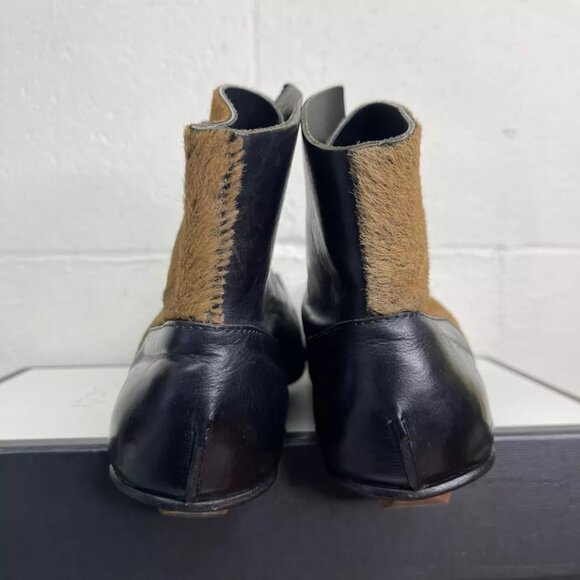 Vintage Cydwoq Boot Two Tone Black Brown Leather Fur Buckle Women's 40 EU/10 US - Picture 6 of 9